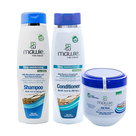 MAWIE Hydrate Moisturizing Shampoo, Conditioner and Hair Mask Set | Provides Intense Softness and Shine| Intensive Hydration for Dry Hair | Paraben & Sulfate Free