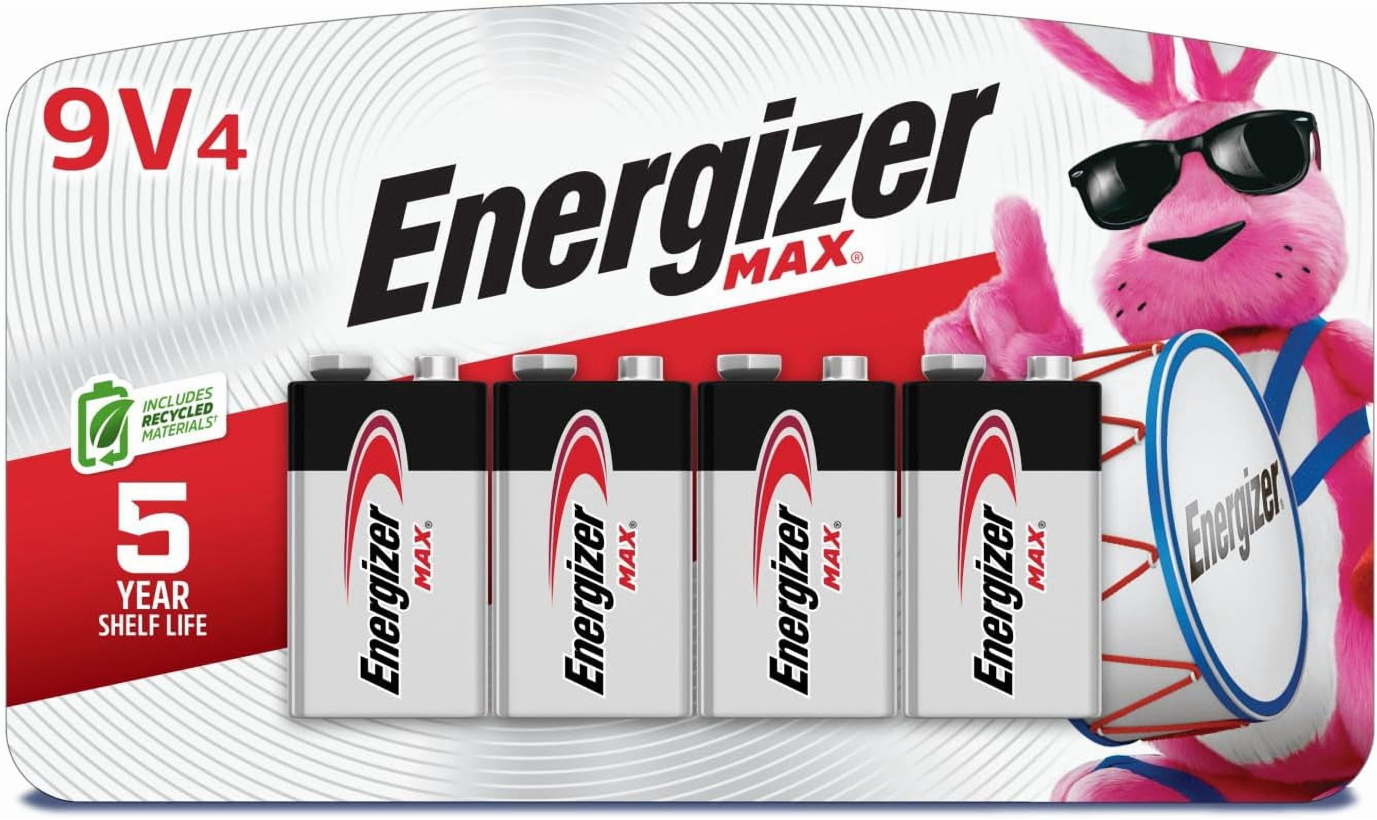 MAX 9V Batteries (4 Pack), 9 Volt Alkaline