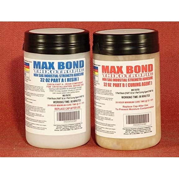 MAX Bond THIXOTROPIC Industrial Grade Non Flowing Epoxy - 1/2 Gallon Kit - Structural Adhesive - High Strength Bonding - Marine Grade - FDA Compliant Adhesive - Waterproof - Vertical Application