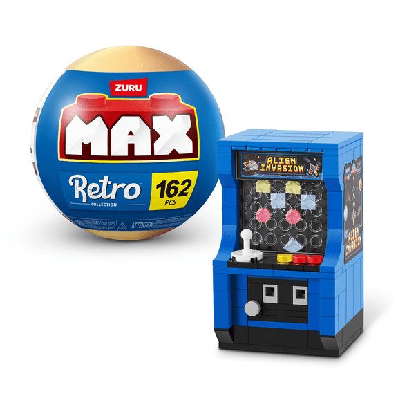 MAX Build More Retro Building Set: Arcade Machine, Blue, 221 Pieces, Compatible with Leading Brands for Teens, Adults and Collectors