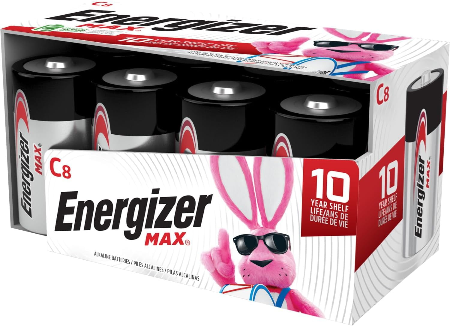 MAX C Batteries, Premium Alkaline Cell Batteries (8 Battery Count)