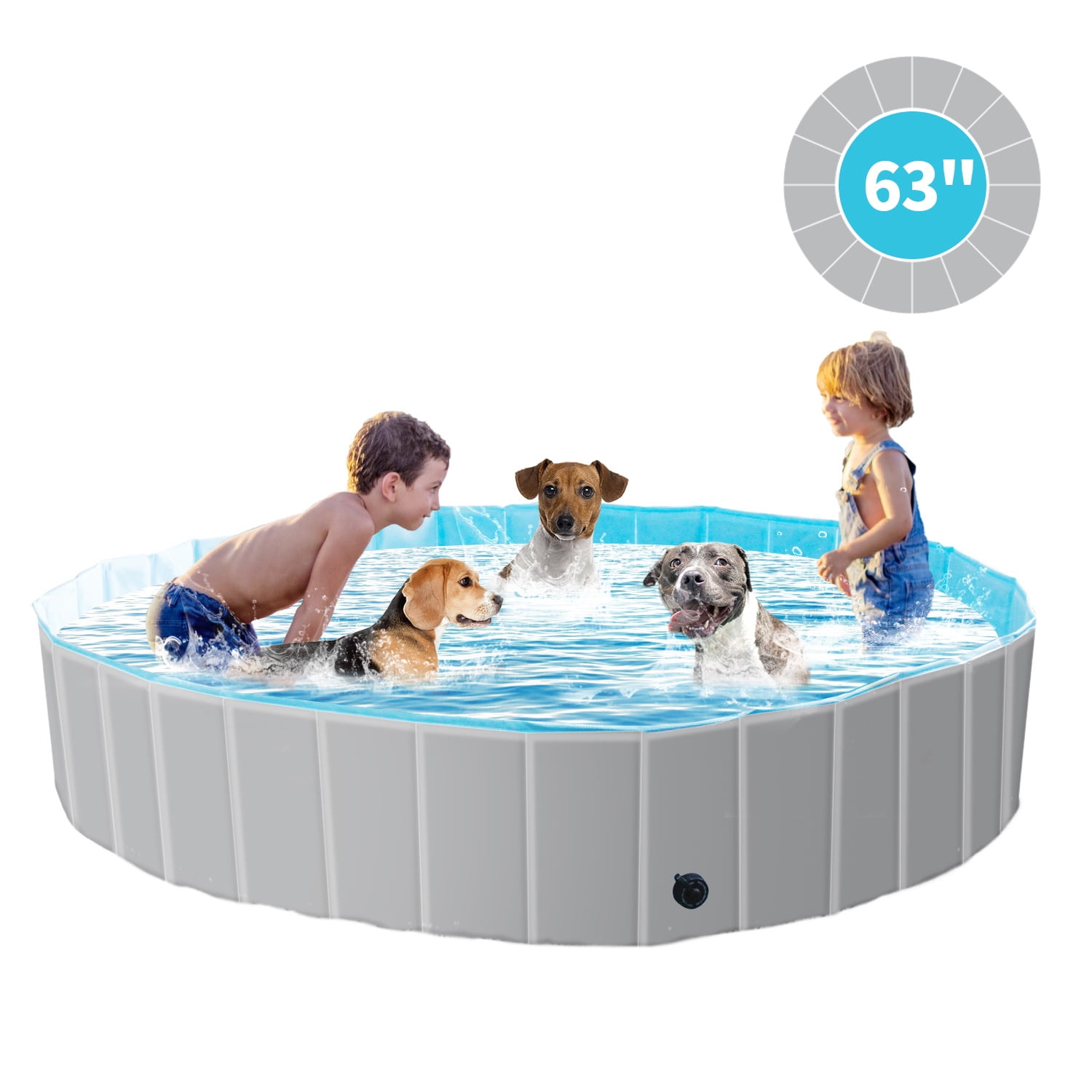 MAX ChillOut 63" Foldable Dog Swimming Pool with Water Drainage Hole