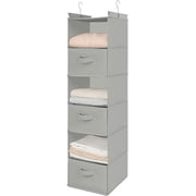 MAX Houser 6 Tier Shelf Hanging Closet Organizer, Closet Hanging Shelf with 2 Sturdy Hooks for Storage, Foldable Light Grey-D3