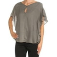 thumbnail image 1 of MAX JEANS Womens Black Ruffled Dolman Sleeve Keyhole Top Size: XS, 1 of 2