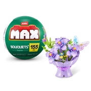 MAX BUILD MORE Premium LED Bouquets Collection (Purple) by ZURU - Light-Up Floral Building Bricks Display Set for Kids Ages 8+