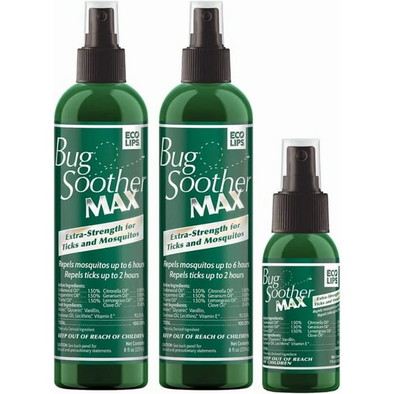 MAX Natural Tick & Mosquito Repellent Spray – DEET-Free Extra Strength Outdoor Bug Protection, Plant-Based Formula Made in USA (2ct 8 oz Bottles)