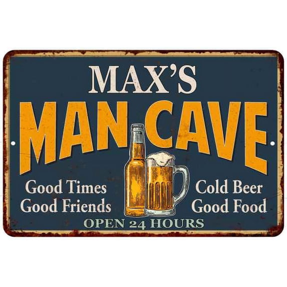 MAX'S Man Cave Metal Sign Green Gift 8x12 108120012258