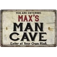 thumbnail image 1 of MAX'S Man Cave Sign Rustic 8 x 12 Matte Finish Metal 108120035258, 1 of 1