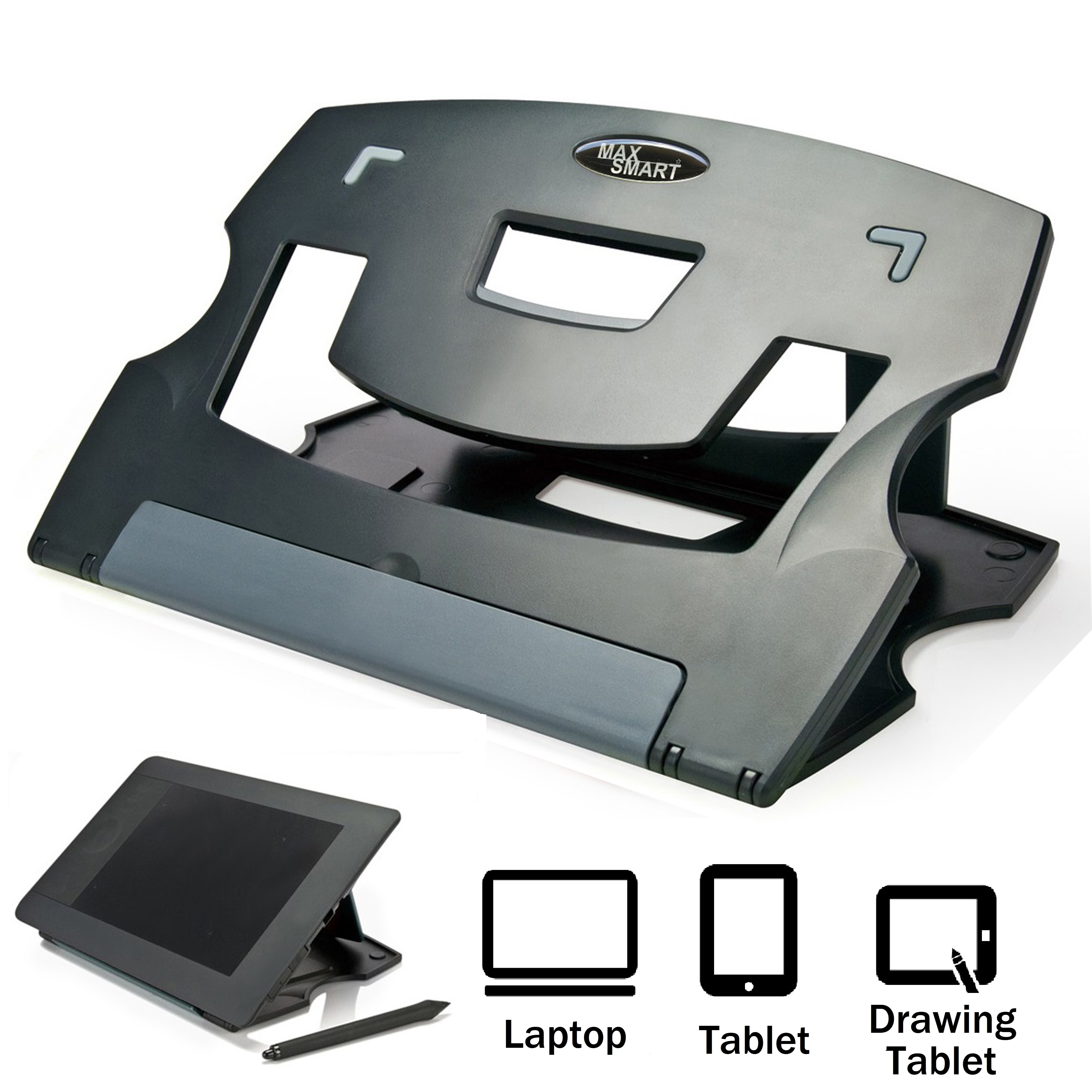 Adjustable Black and Gray Folding Tablet Stand for 9"-12" Devices