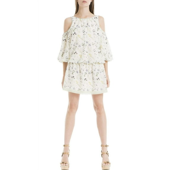 MAX STUDIO $138 Womens New 1263 Ivory Floral Cut Out Blouson Dress M B+B