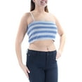 thumbnail image 1 of MAX STUDIO $58 Womens New 1507 Gray Blue Striped Lace Up Crop Top XL B+B, 1 of 2