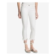 MAX STUDIO $68 Womens New 1162 White Frayed Skinny Jeans 32 WAIST B+B