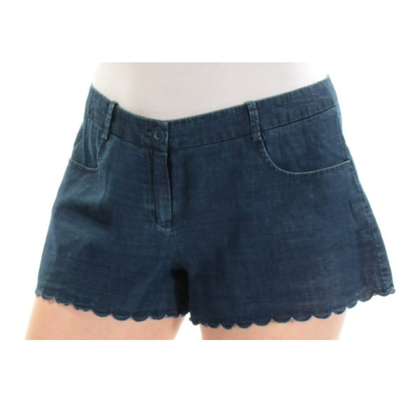 MAX STUDIO $68 Womens New 1432 Blue Scalloped Casual Short 12 B+B