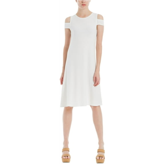 MAX STUDIO $78 Womens New 1420 Ivory Cut Out Short Sleeve A-Line Dress L B+B