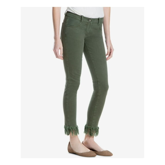 MAX STUDIO $88 Womens New 1373 Green Frayed Skinny Everyday Jeans 32 WAIST B+B