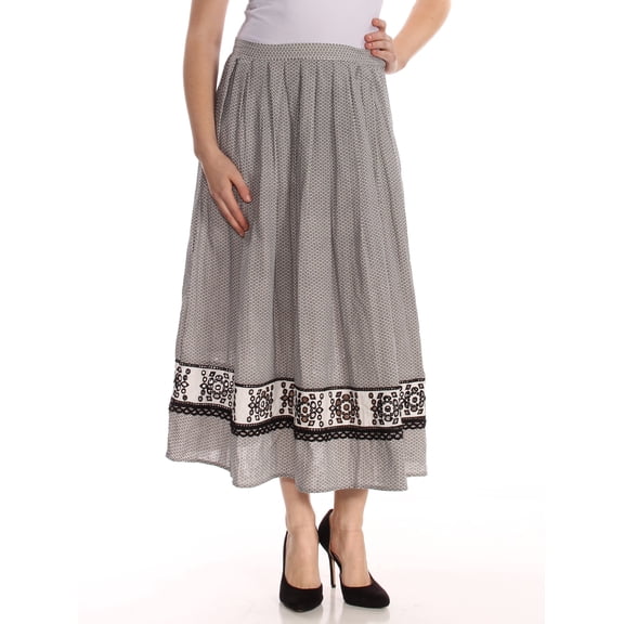 MAX STUDIO $98 Womens New 1183 Black White Circle Print A-Line Skirt 8 B B