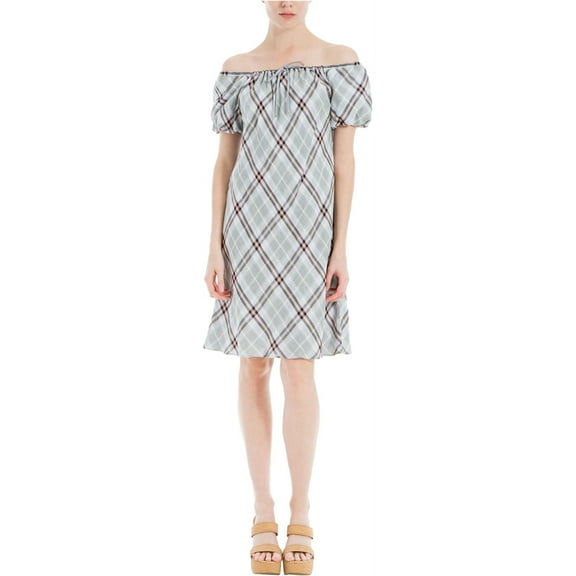 Max Studio London Womens Off The Shoulder Shift Dress, Grey, Medium