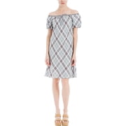 Max Studio London Womens Off The Shoulder Shift Dress, Grey, Medium
