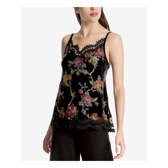 MAX STUDIO Womens Black Lace Cami Spaghetti Strap V Neck Party Tunic Top M