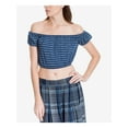 thumbnail image 1 of MAX STUDIO Womens Blue Striped Off Shoulder Crop Top Size: XL, 1 of 2