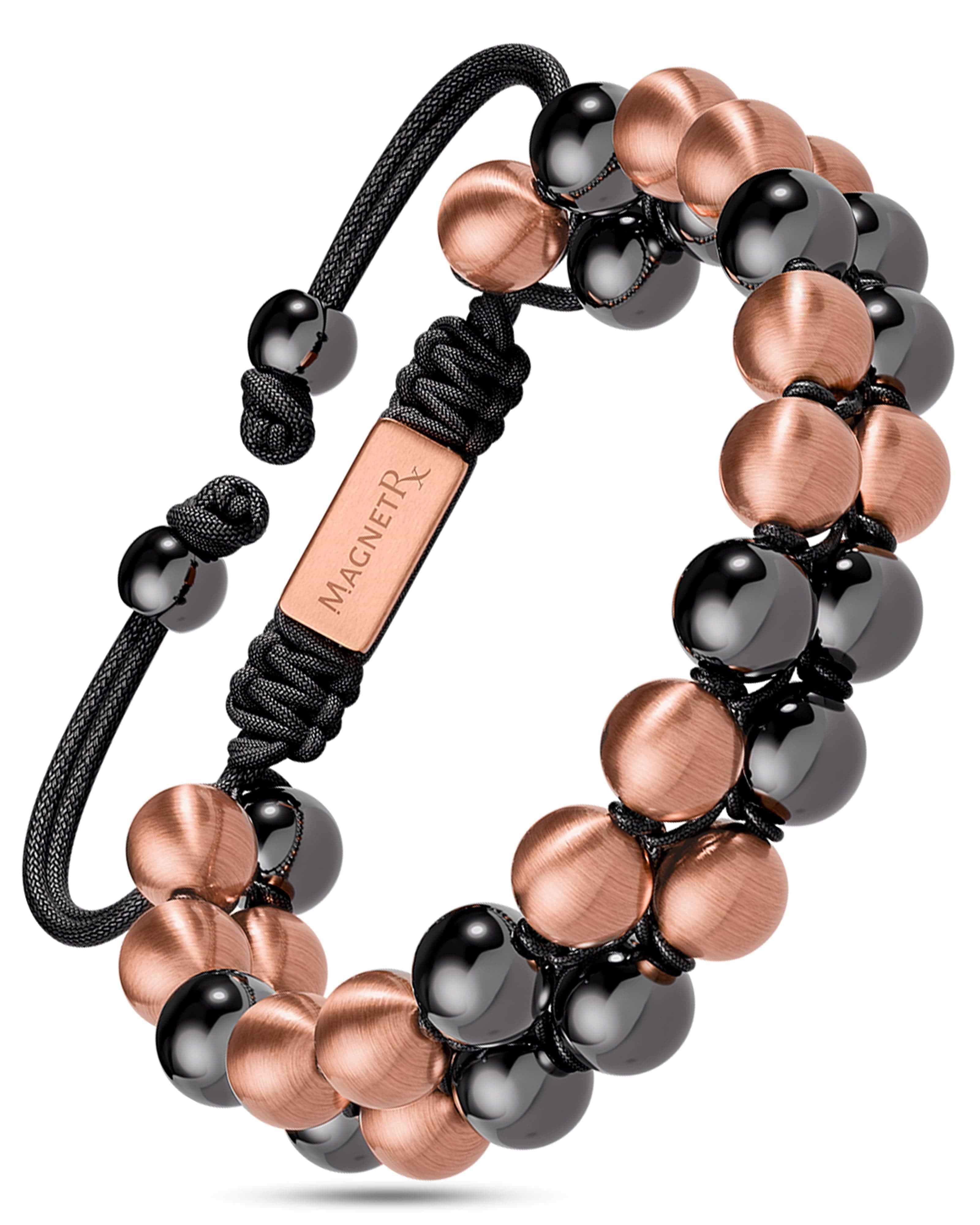 MagnetRX® Magnetic Bracelets for Men & Women – MAX Strength Magnetic Hematite & Copper Bracelet with 8mm Solid Copper Beads (Double Copper)