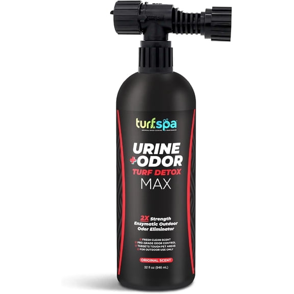 MAX Urine & Odor Turf Detox: Double-Strength Enzyme Cleaner & Odor Eliminator for Artificial Grass, Turf, Concrete & Patios, Pet Urine Enzymatic Cleaner for Dogs & Cats  32 oz Sprayer
