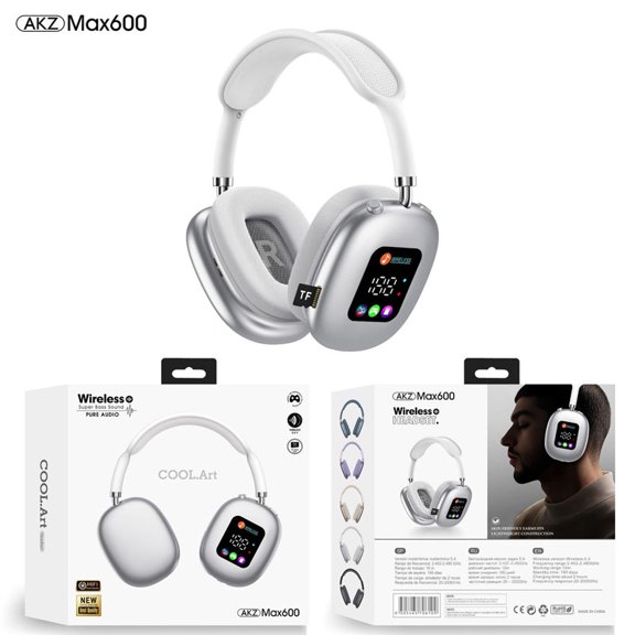 MAX600 Wireless Head-mounted Bluetooth Headset with Digital Display and Card Reader