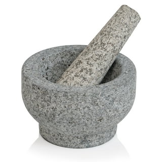 Luvan 4 Cup Granite Mortar and Pestle,Large Mortar and Pestle Set,Gray