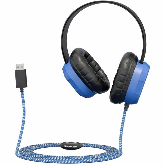 MAXCases Extreme Headset w/braided cable inline volume control and built-in microphone w/USB-C connector Black MCHPXUSBC