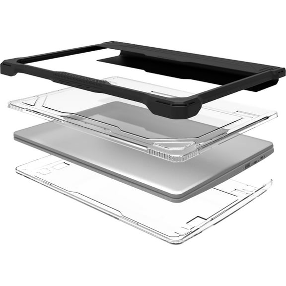 MAXCases Extreme Shell-L For HP G7/G6 Chromebook Clamshell 14" (Black-Clear PC), Black/Clear