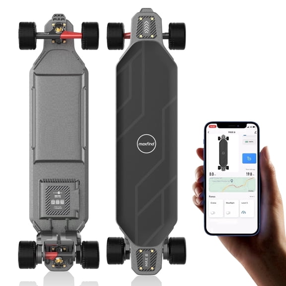 Maxfind Max6 Electric Skateboard for Adults, 31-Mile Range, 26 MPH, Belt Motor Longboard