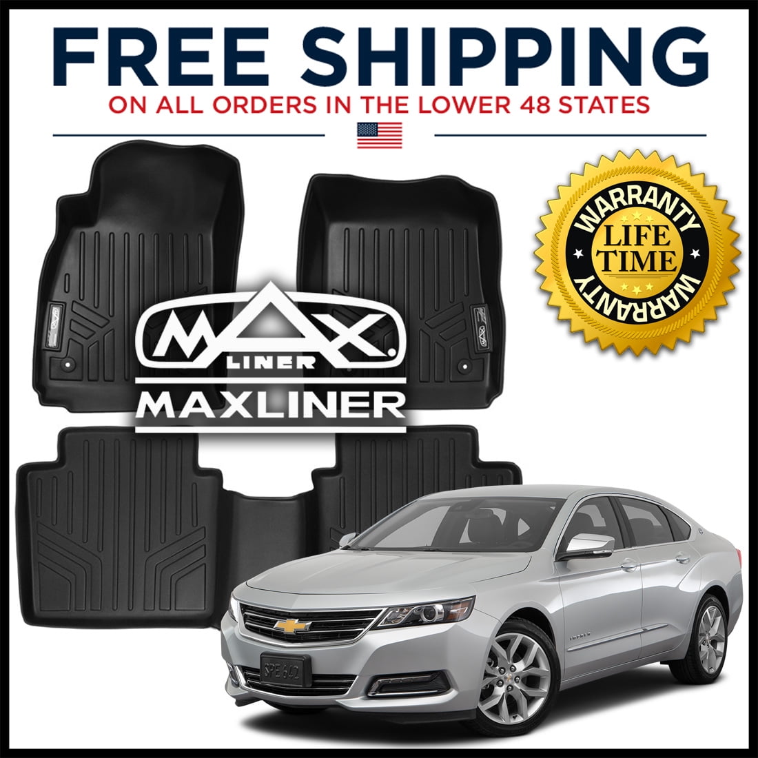 MAXFLOORMAT Front & Second Row Floor Liner Mats Black for 20142020