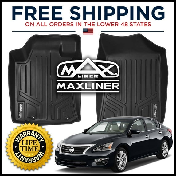 MAXFLOORMAT MaxLiner Front 1st Row Floor Liner Mats BLACK For Nissan Altima 2013