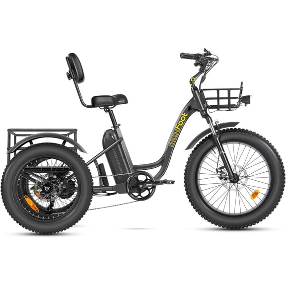 MAXFOOT MF30 Electric Tricycle for Adults, 750W Rear Drive Motor 3 Wheel Electric Bicycle with Suspension Fork, 48V 20Ah UL Certified Battery, 85 Miles, Fat Tire Electric Trike with Rear Differential