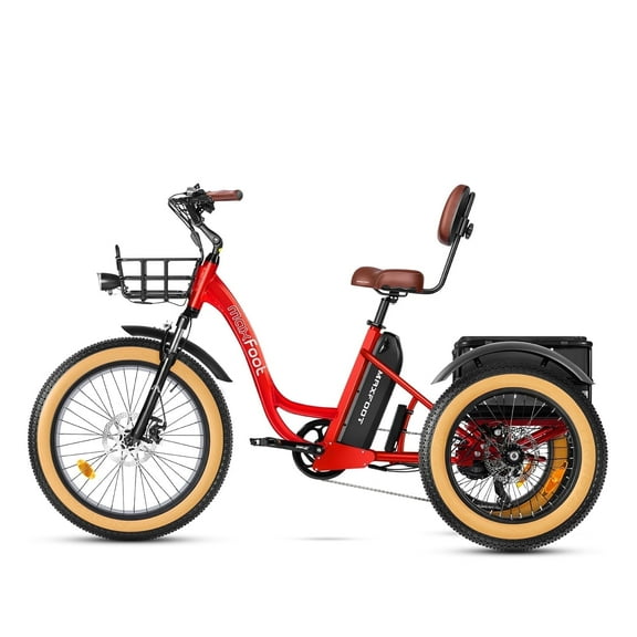 MAXFOOT MF30 Electric Tricycle for Adults, 750W Rear Drive Motor 3 Wheel Electric Bicycle with Suspension Fork, 85 Miles, 48V 20Ah UL Certified Battery, Fat Tire Electric Trike with Rear Differential