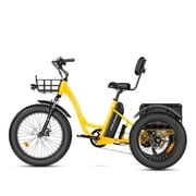 MAXFOOT MF30 Electric Tricycle for Adults, 750W 3 Wheel Electric Bicycle, Suspension Fork, 85Miles 48V 20Ah Fat Tire Electric Trike, Rear Differential