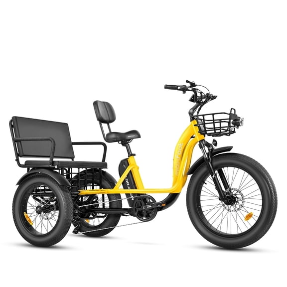 MAXFOOT MF33 Maxlandau 2-Seater Electric Tricycle for Adults, 85 Miles, 750W 48V 20Ah Electric Trike, Rear Differential, Front Suspension, Parking Brake System, Fat Tire