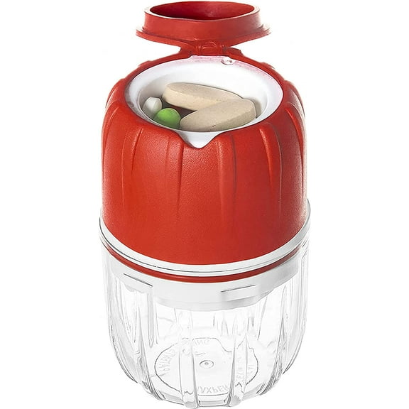 MAXGRIND Pill Crusher and Pill Grinder, Pill Crusher for Small or Large Pills and Vitamins to Fine Powder, Pill Pulverizer Grinder, Medicine Grinder with Medicine Cup, Pill Storage (Red)