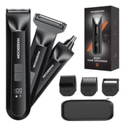 MAXGROOM 3-in-1 Body & Pubic Hair Trimmer for Men, Dual-Speed Body Groomer with Foil Shaver & Nose Trimmer, IPX7 Waterproof, LED Light, USB-C Rechargeable, Travel Pouch