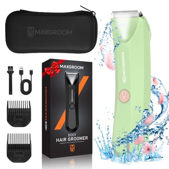 MAXGROOM Bikini Trimmer for Women, Electric Razors, Cordless Shaver with Ceramic Blade, IPX7 Waterproof Lady Facial Razor, Portable Rechargeable Body Pubic Hair Trimmer, Idea for Face, Underarm & Leg