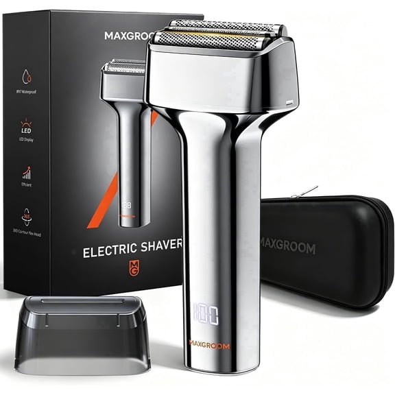 Manscape Electric Foil Shaver for Men, 3D Floating Precision Blades 0.005cm Close Shave, IPX7 Waterproof Cordless Razor & Beard Trimmer, USB-C Charging with LED Display, Gifts for Men Husband Father