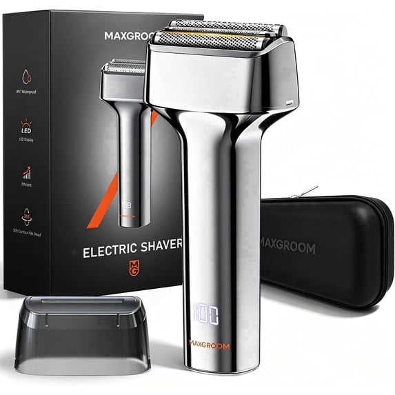 Manscape Electric Foil Shaver for Men, 3D Floating Precision Blades Close Shave, IPX7 Waterproof Cordless Razor & Beard Trimmer, Wet/Dry, USB-C Charging with LED Display, Gift for Men Husband Father