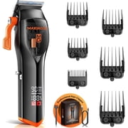 MAXGROOM Hair Clippers for Men, 9000RPM Professional Barber Clipper with DLC Coated Blade, LED Display, 4-Level Adjustable Lever, Low Noise Cordless Hair Trimmer Kit with 6 Guide Combs