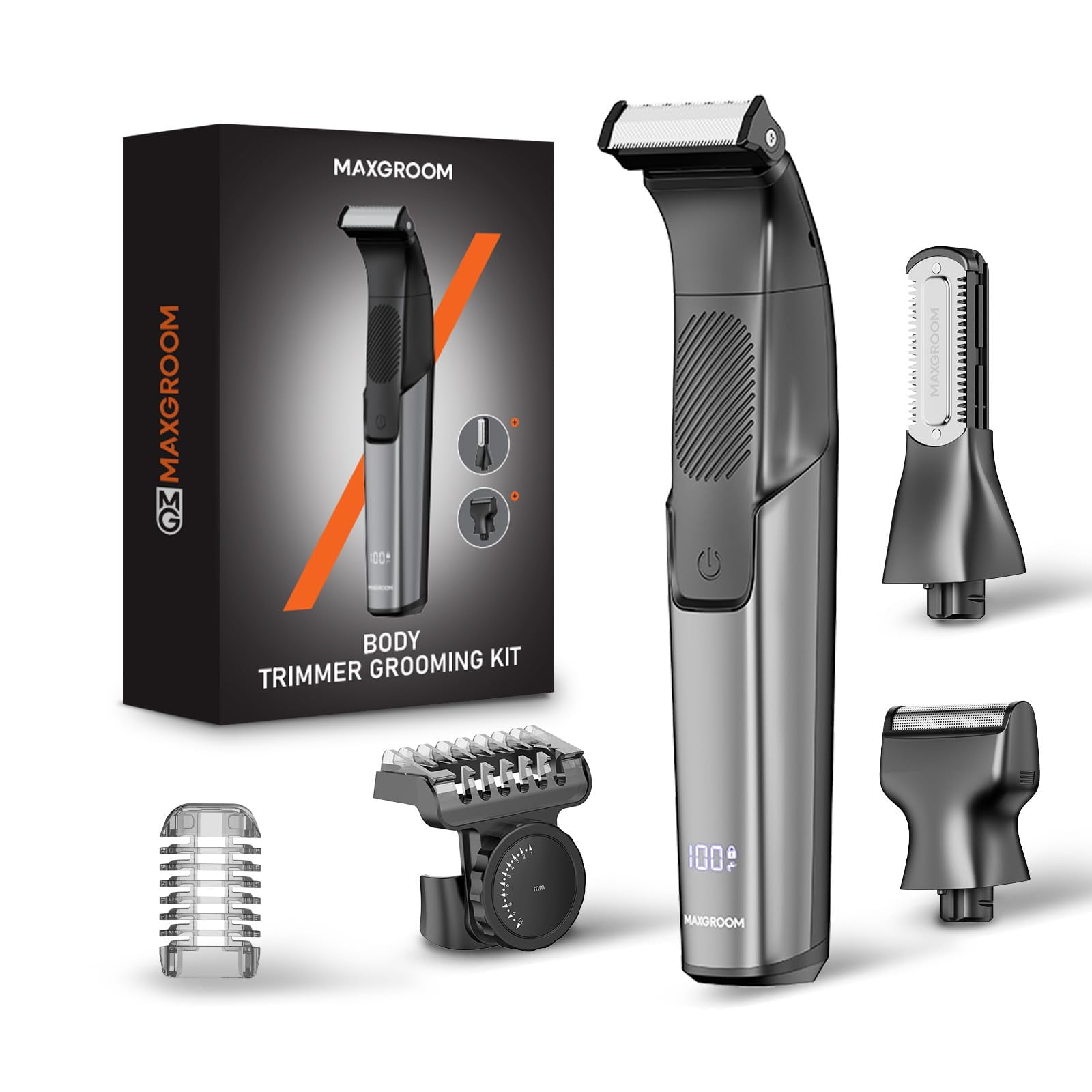 MAXGROOM Manscape Electric Body Hair Trimmer for Men, 3-in-1 Double-Sided Body Shaver & Intimate Razor, Men's Groomer Sets for Pubic, Groin & Ball Hair, Waterproof Wet/Dry