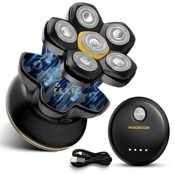MAXGROOM Mini Head Shaver for Bald Men, Octo-Flex Design, IPX7 Waterproof, Comfortable Shave, Skin-Friendly Shaving, Smooth Close Shave, Easy Everyday Grooming, Beginner Friendly Design