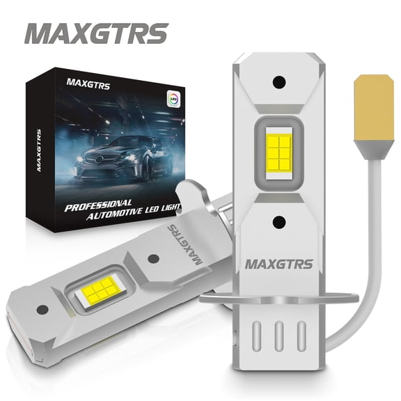 MAXGTRS 2x H3 LED Headlight Canbus No Fan High Beam Car Fog Light Driving Lamp DRL 12V Mini Design