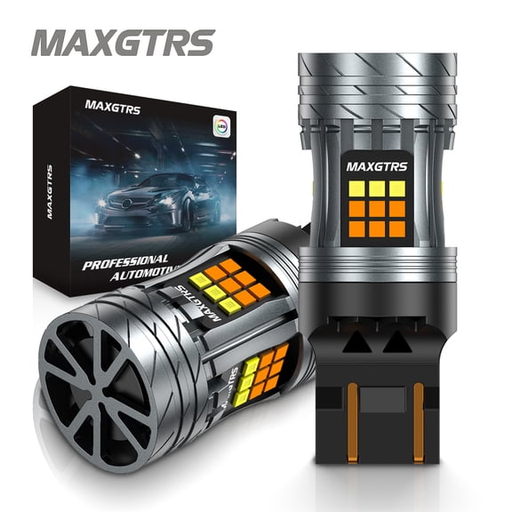 MAXGTRS 2x T20 LED 7443 W21/5W Canbus 3157 Double Switchback Amber Dual Color Turn Signal Light T25 P27/7W Bulb 12V