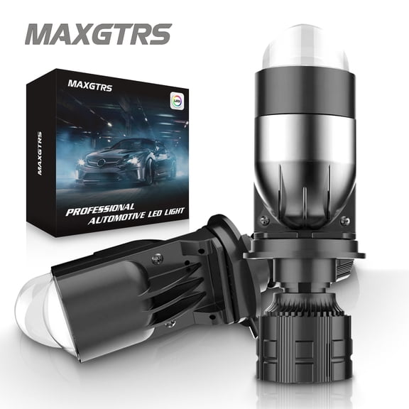 MAXGTRS H4 9003 Hi/Lo Beam LED Mini Projector Lens Headlight Canbus Automobile Lamp LHD 12000LM Focused Light