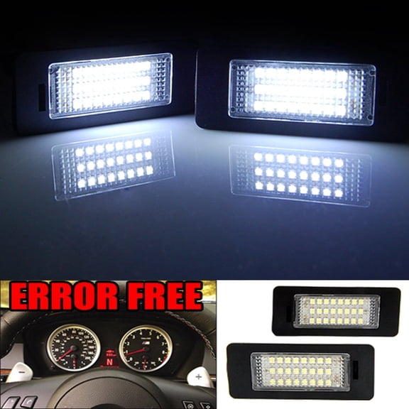 MAXHAWK 2Pcs CREE 24 SMD LED Error Free License Plate Light For BMW E82 E88 E90 E92 E93 E39 E60 M5 E70 F30 F32 M3 X5