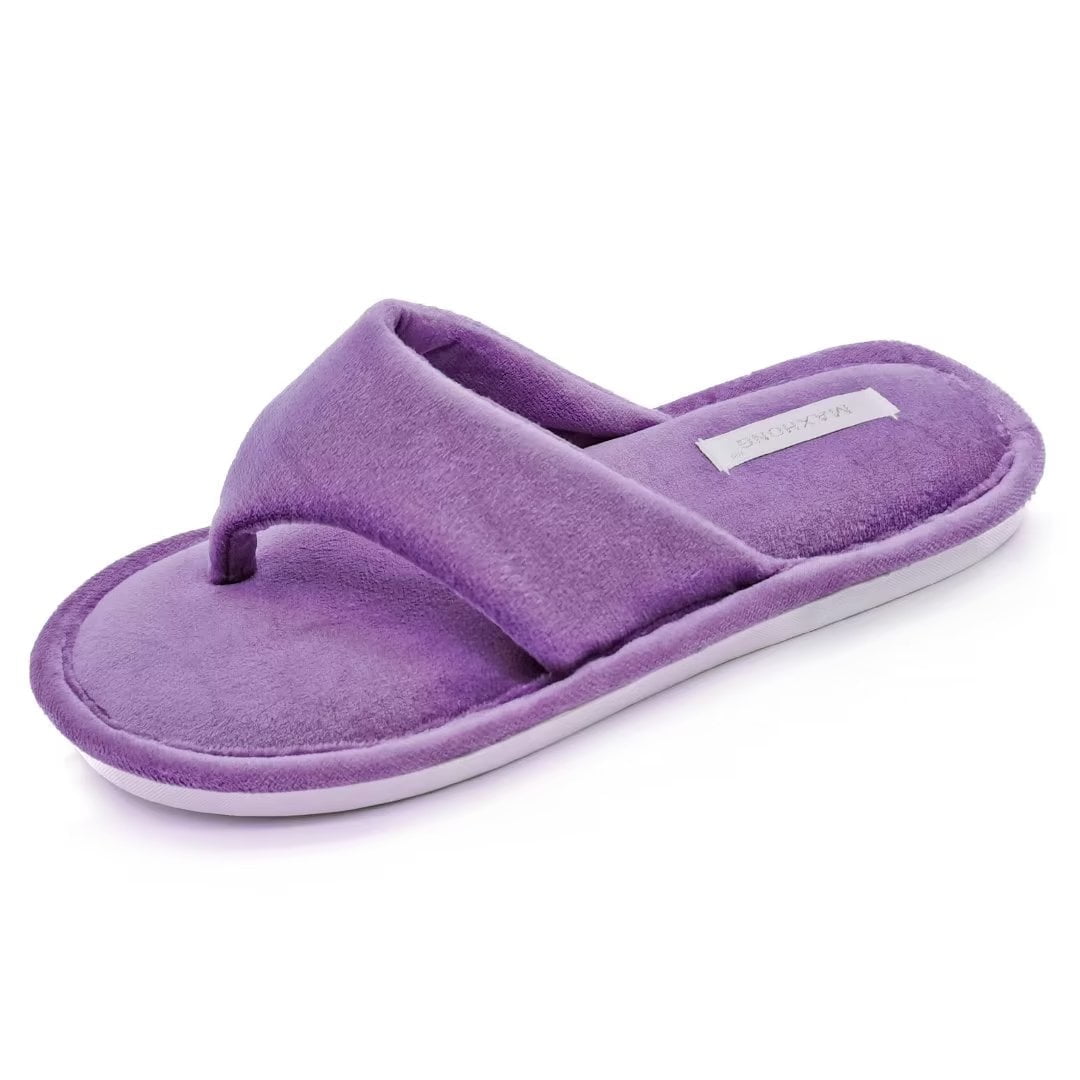 MAXHONG Women’s Indoor Slippers Lady’s Memory Foam Flip Flops, Velvet ...